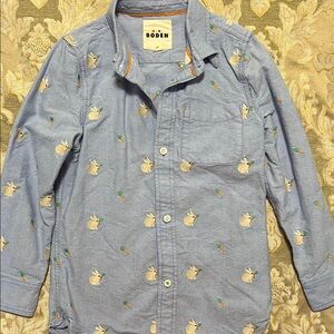 Boden Light Blue Shirt with Rabbit Motif